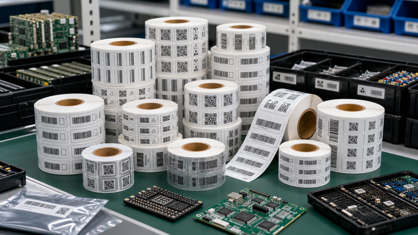 Barcode label rolls for electronics component identification Barcode label rolls for electronics component identification