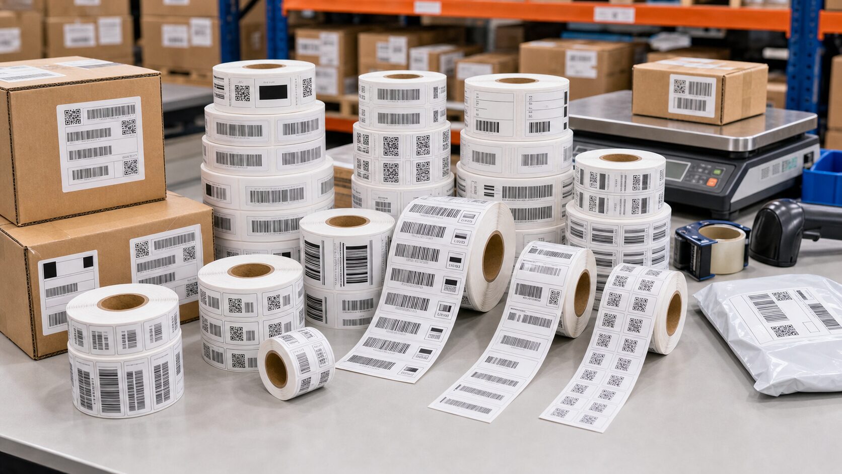 Barcode label rolls for logistics and shipping workflows Barcode label rolls for logistics and shipping workflows