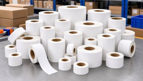 Bulk group of blank label rolls