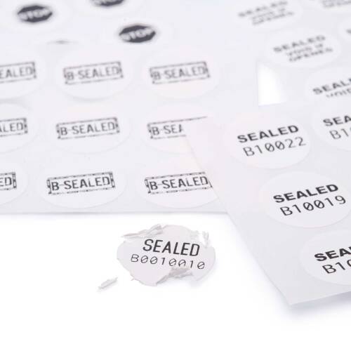 Easy Scan destructible paper label close-up sample