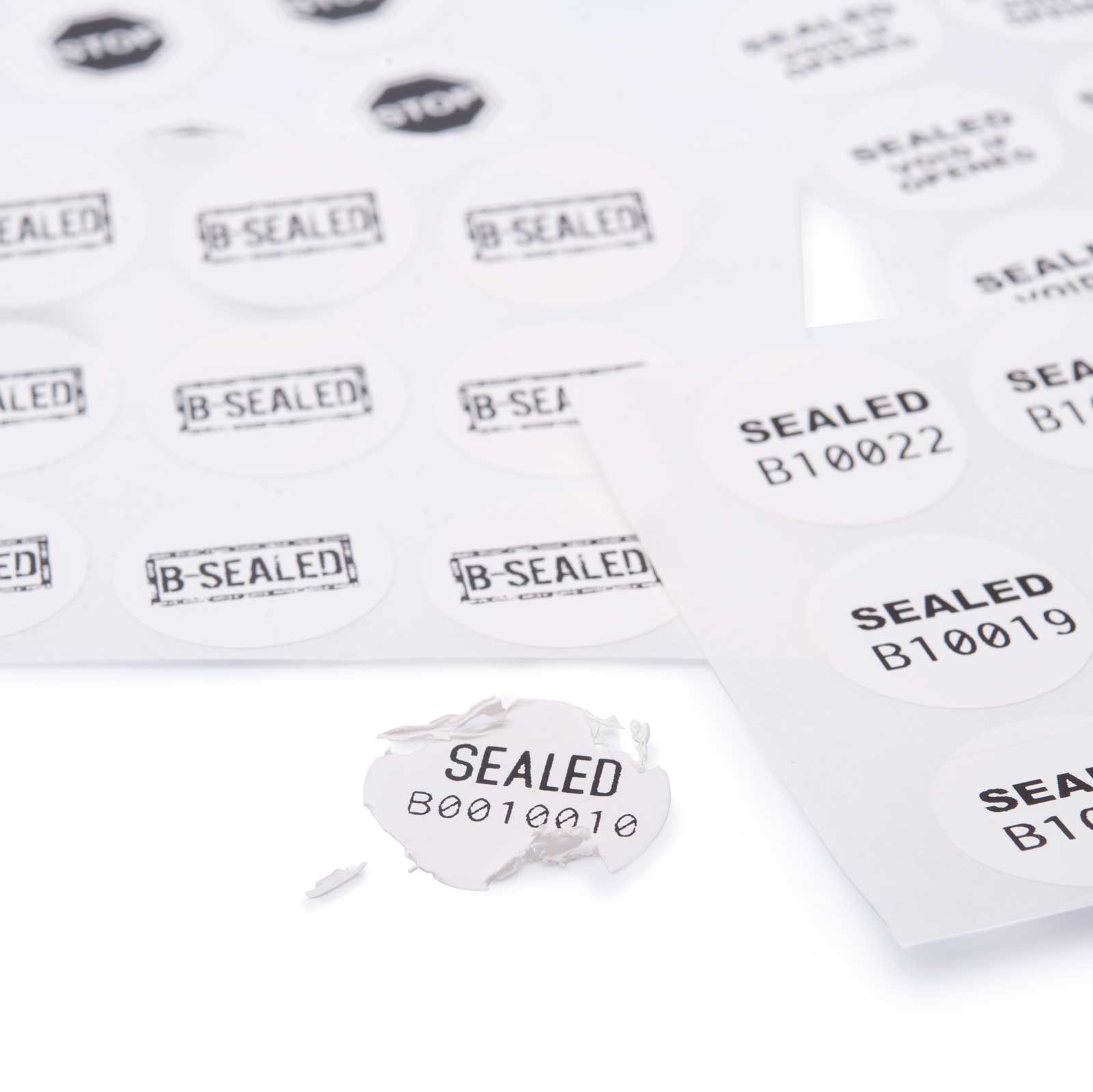 Easy Scan destructible paper label close-up sample Easy Scan destructible paper label close-up sample
