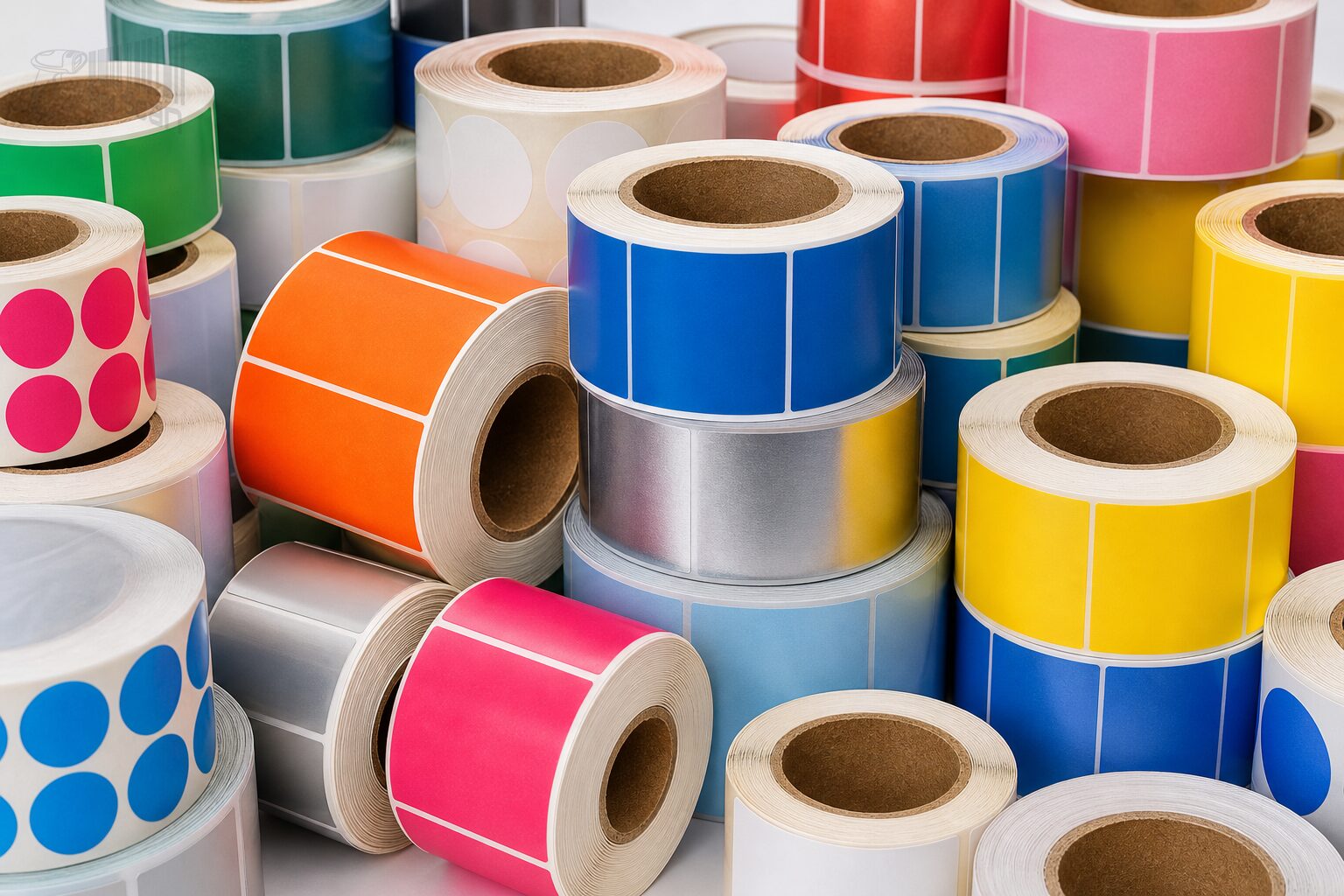 Easy Scan printed label pre print label gallery 02 color rolls dense closeup Easy Scan printed label pre print label gallery 02 color rolls dense closeup