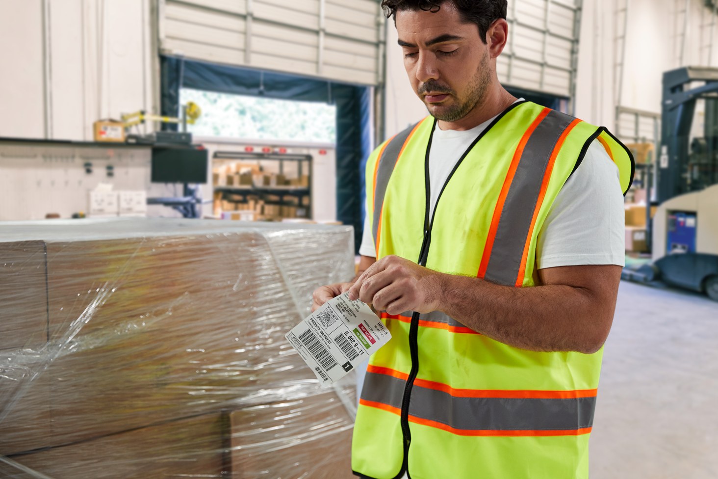 Shipping solution showing a labelled load prepared for dispatch