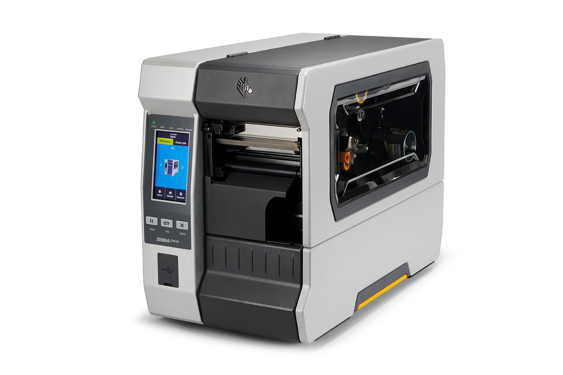 Industrial barcode printer configured for sustained shipping-label production