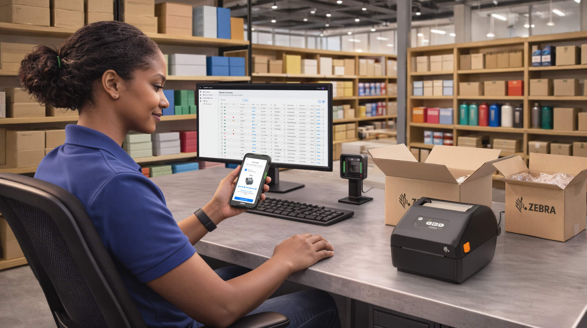 IT administrator configuring a label printer from a workstation